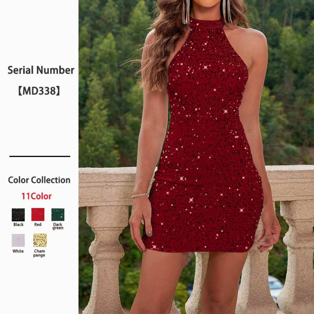Party Velvet Summer Dress Sparkly Backless Sexy Bodycon Mini Dress for Women